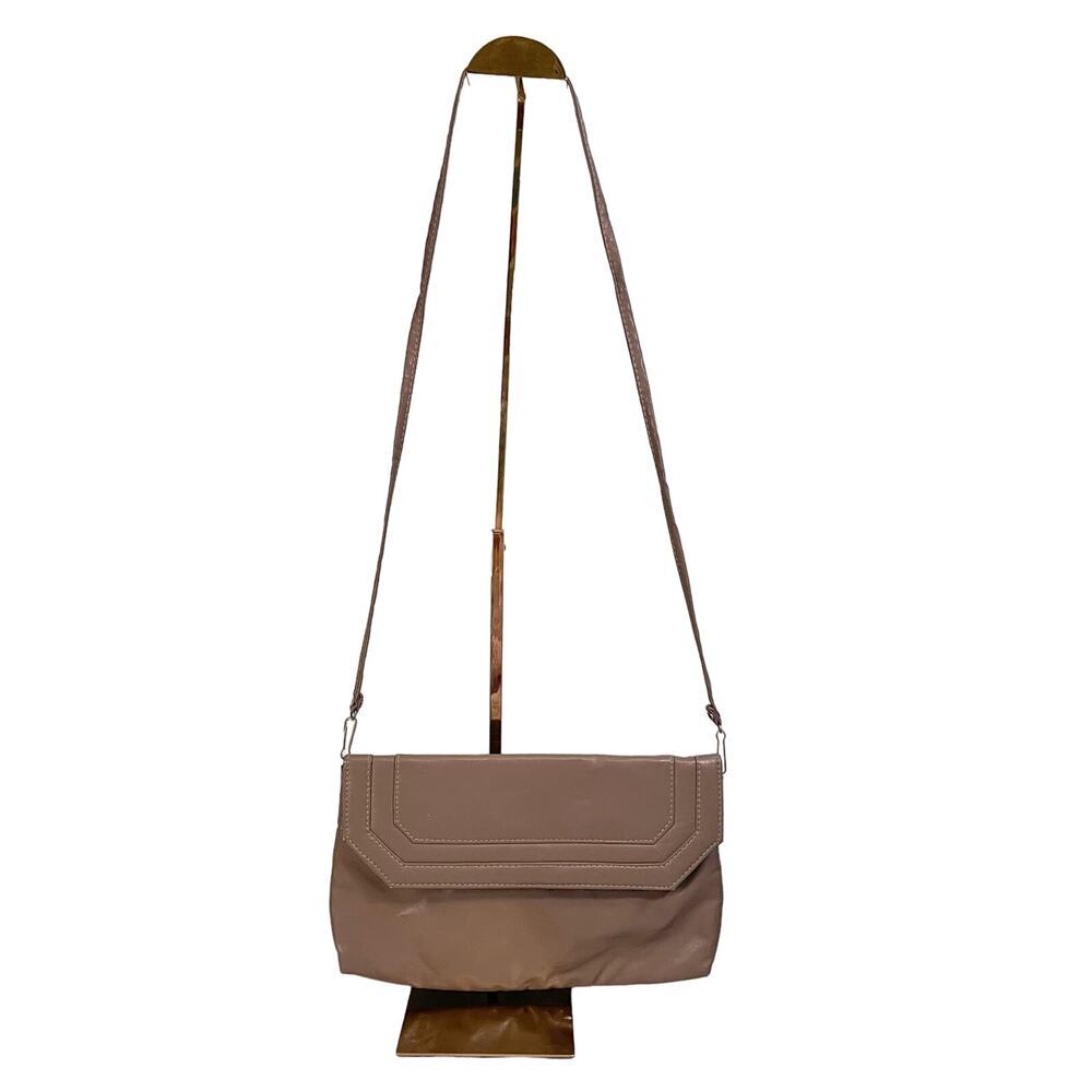 Vintage Women's Taupe Vinyl Slim Convertible Purse Sling Crossbody Bag